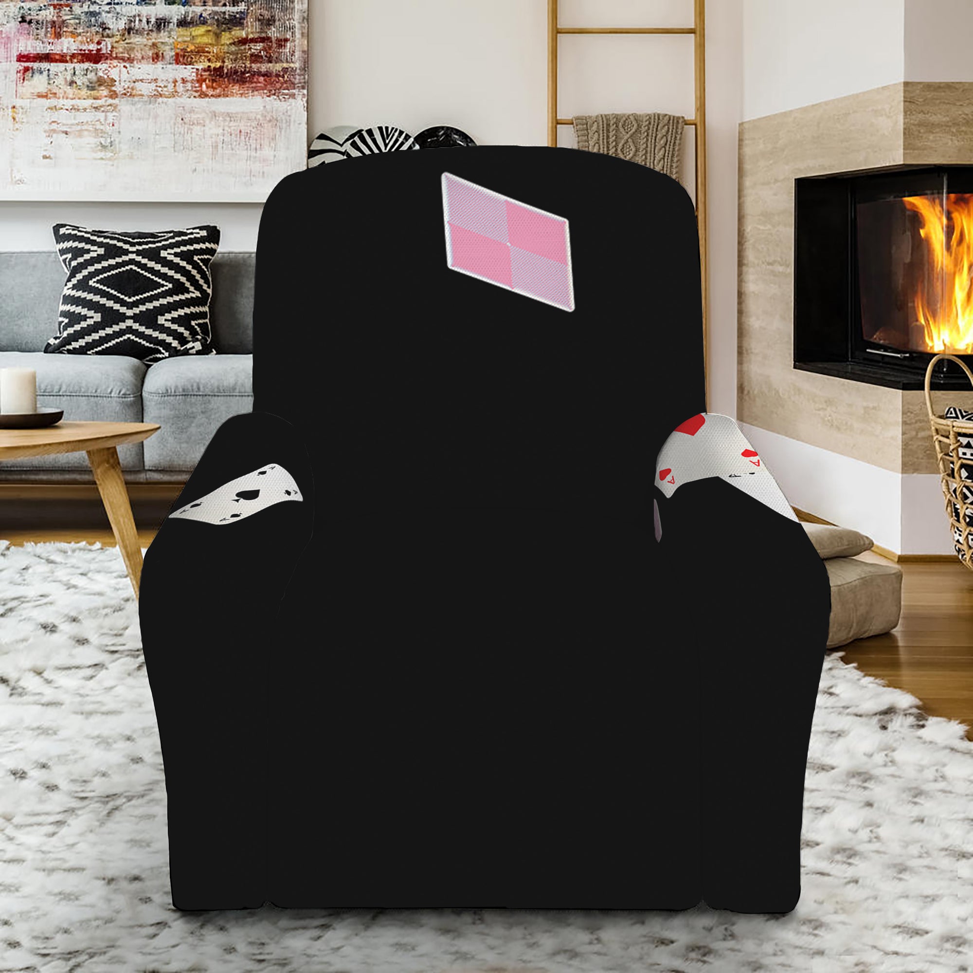 Falling Casino Card Print Recliner Slipcover