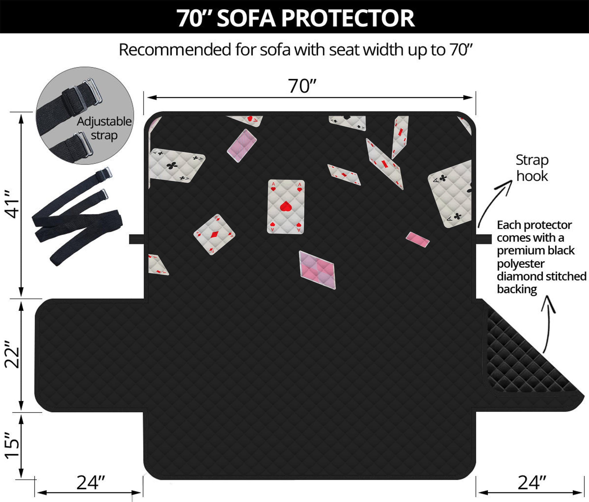 Falling Casino Card Print Sofa Protector