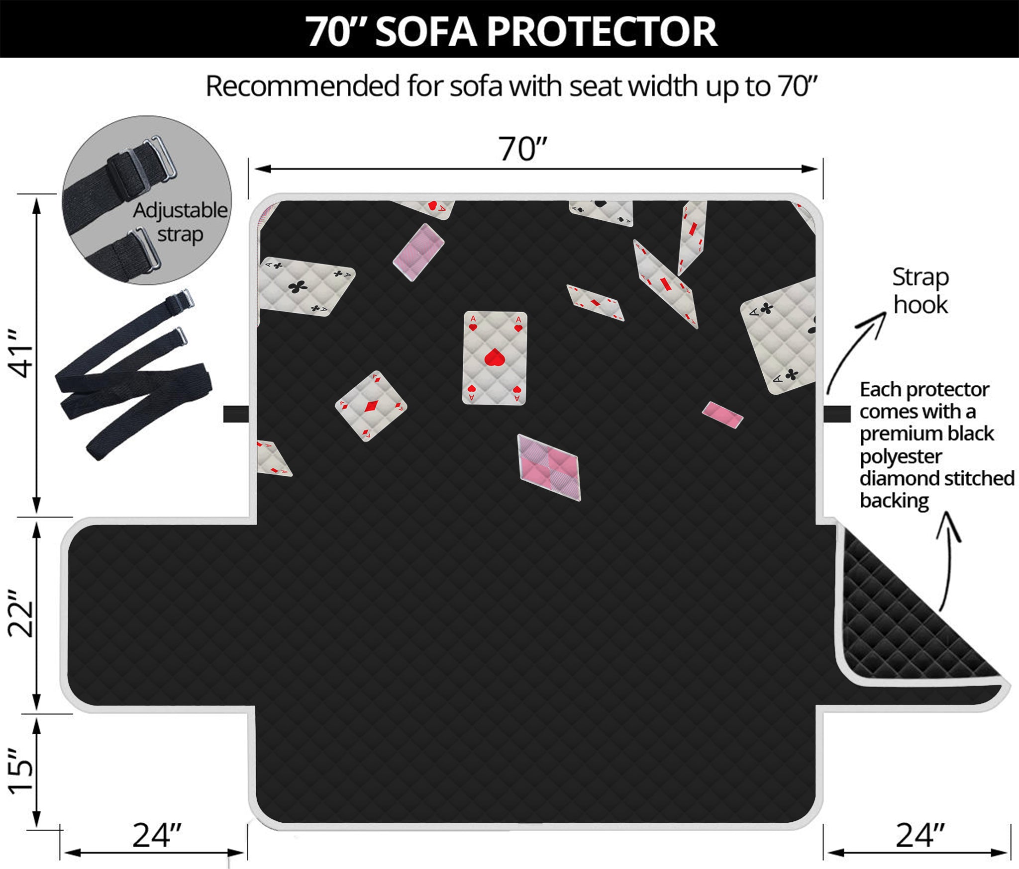 Falling Casino Card Print Sofa Protector