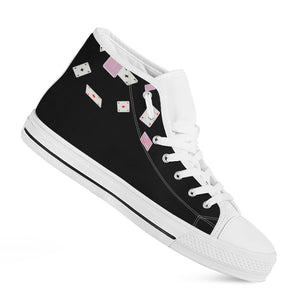 Falling Casino Card Print White High Top Shoes