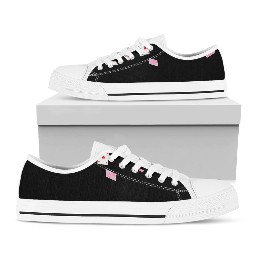 Falling Casino Card Print White Low Top Shoes