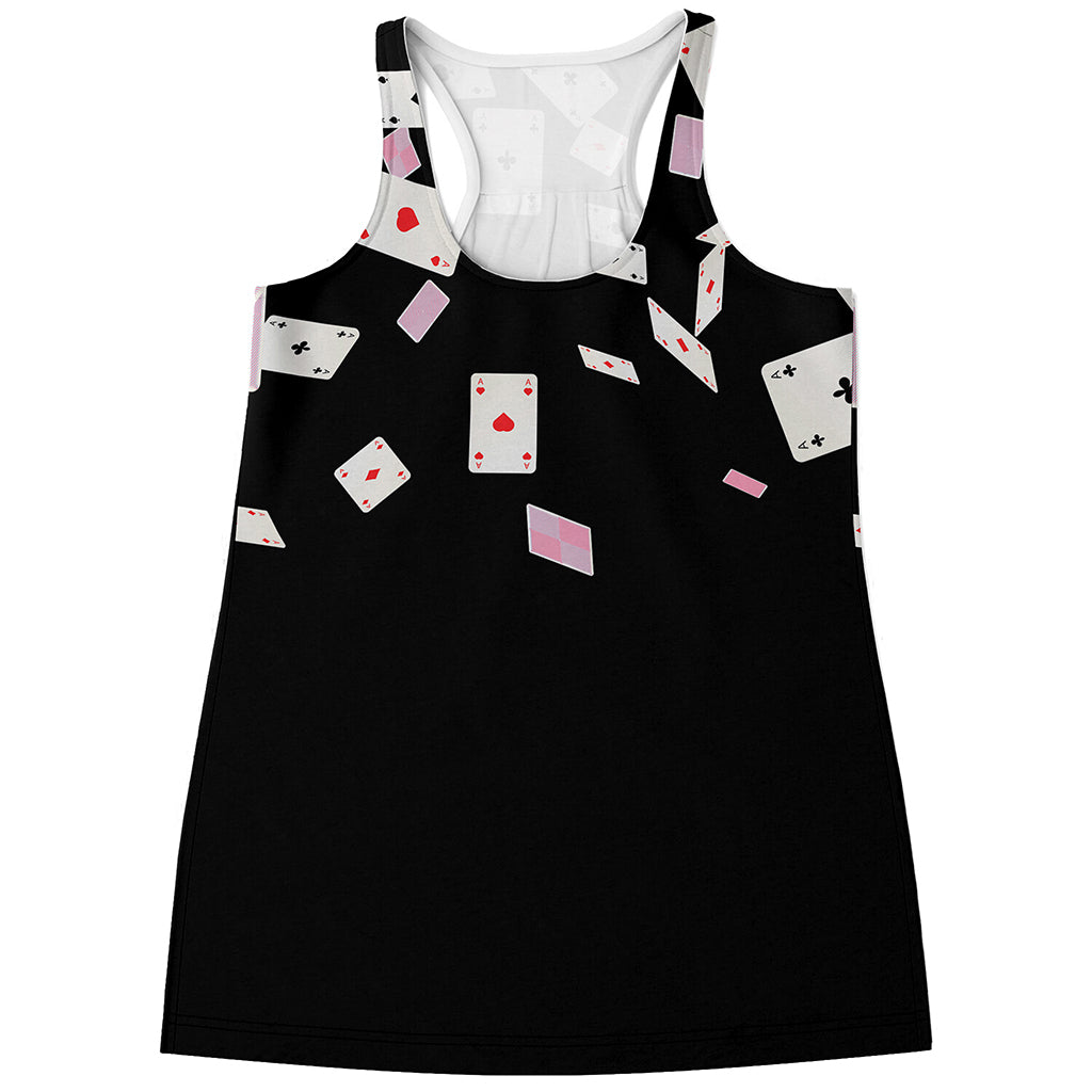 Falling Casino Card Print Women's Racerback Tank Top