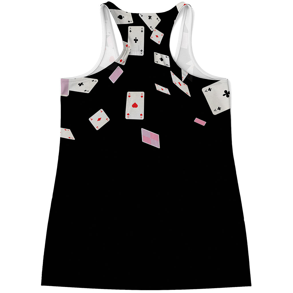 Falling Casino Card Print Women's Racerback Tank Top