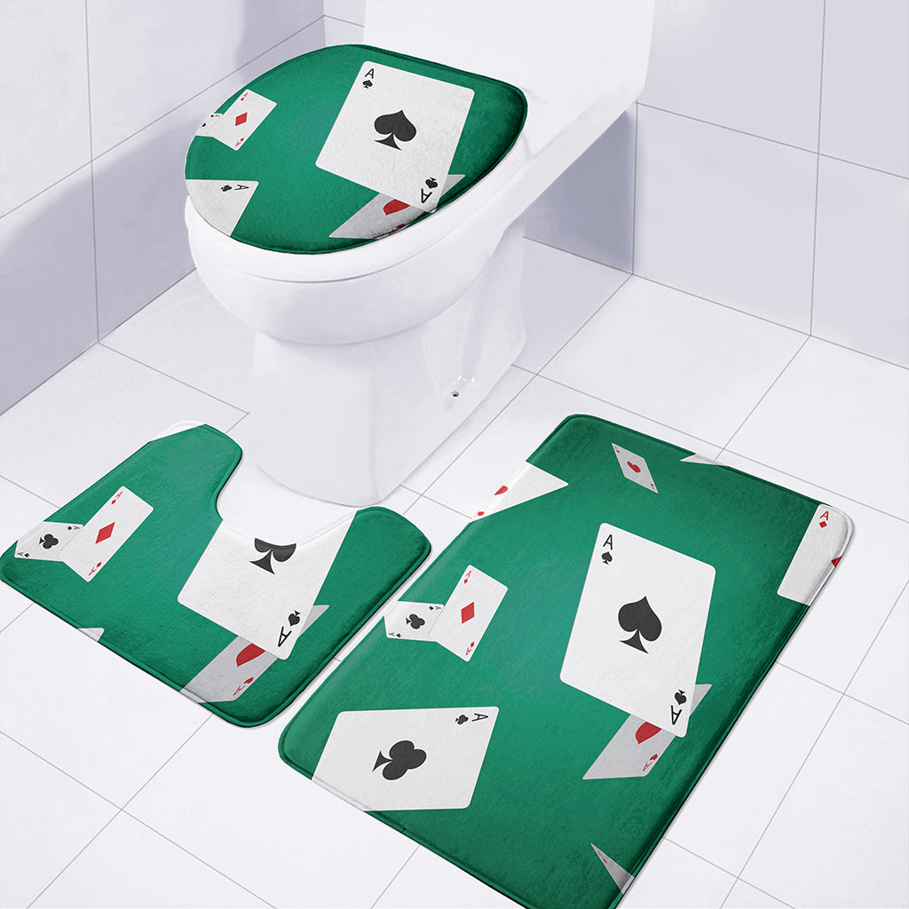 Falling Poker Cards Print 3 Piece Bath Mat Set