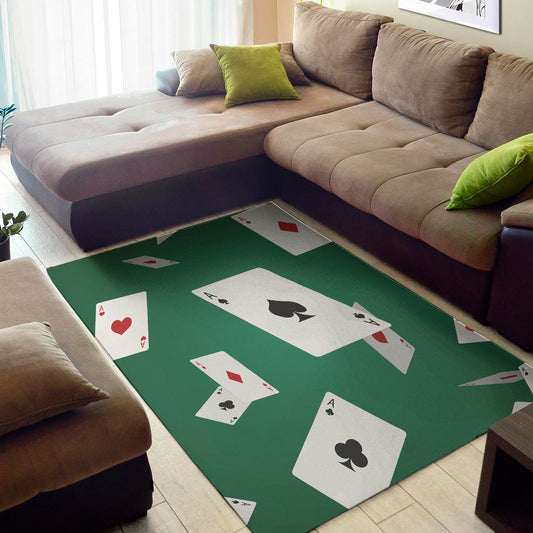 Falling Poker Cards Print Area Rug