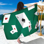 Falling Poker Cards Print Beach Sarong Wrap