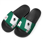 Falling Poker Cards Print Black Slide Sandals