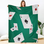 Falling Poker Cards Print Blanket