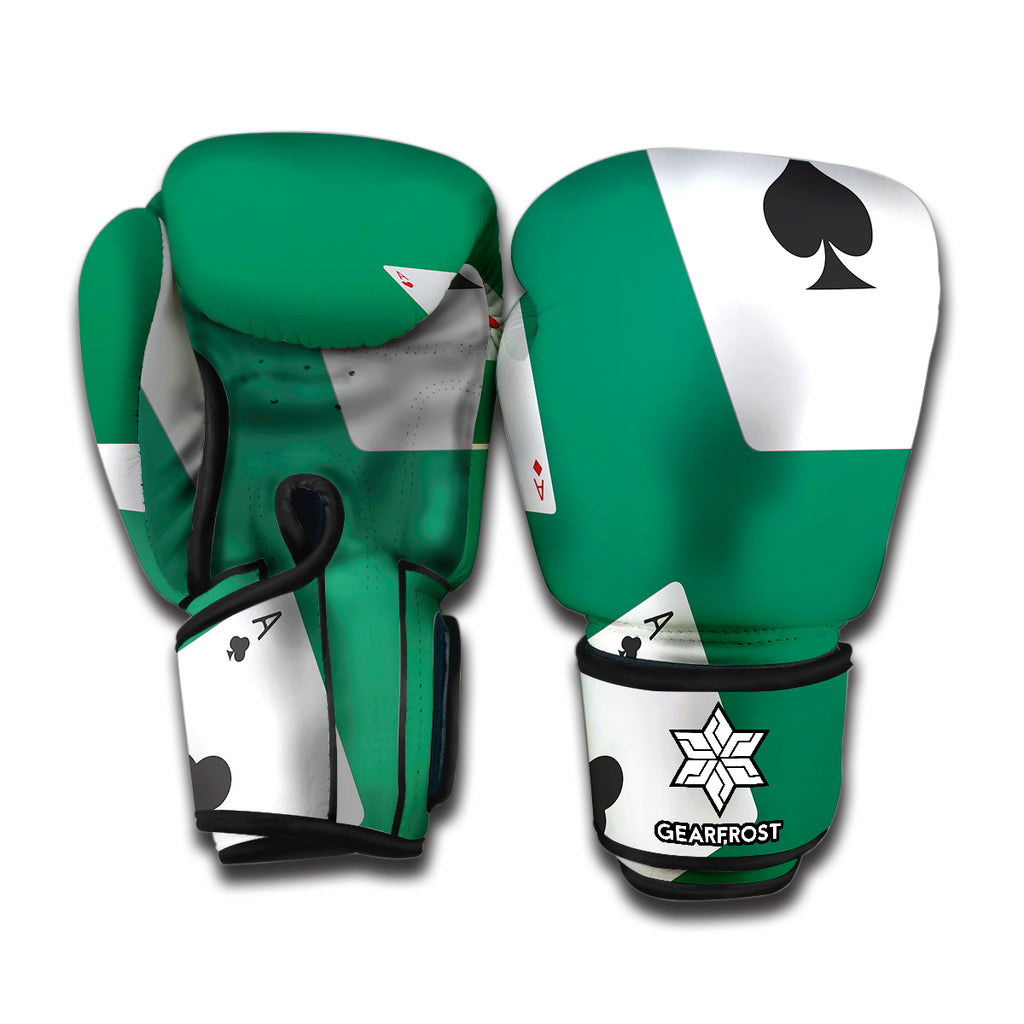 Falling Poker Cards Print Boxing Gloves