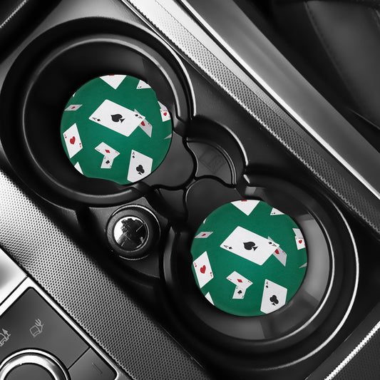 Falling Poker Cards Print Car Coasters