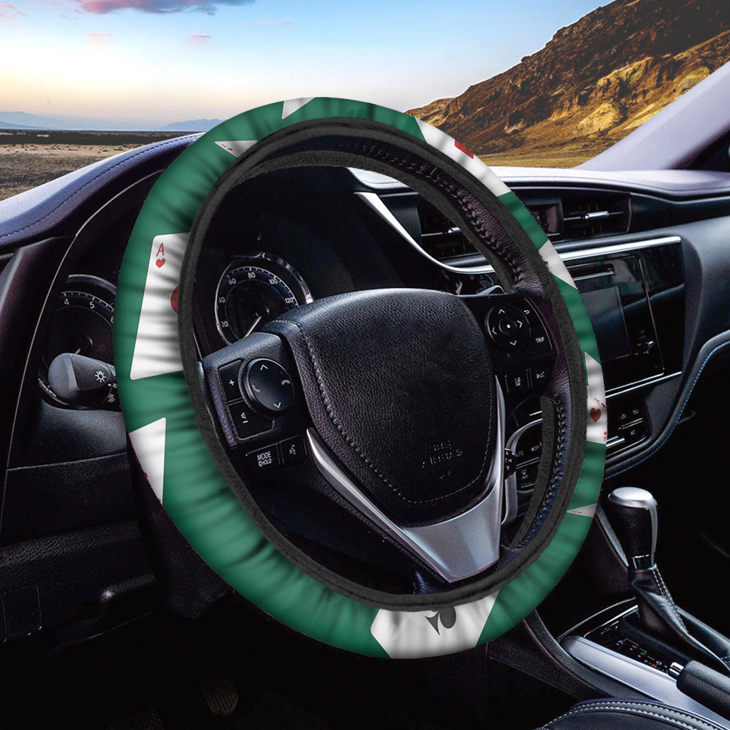 Falling Poker Cards Print Car Steering Wheel Cover