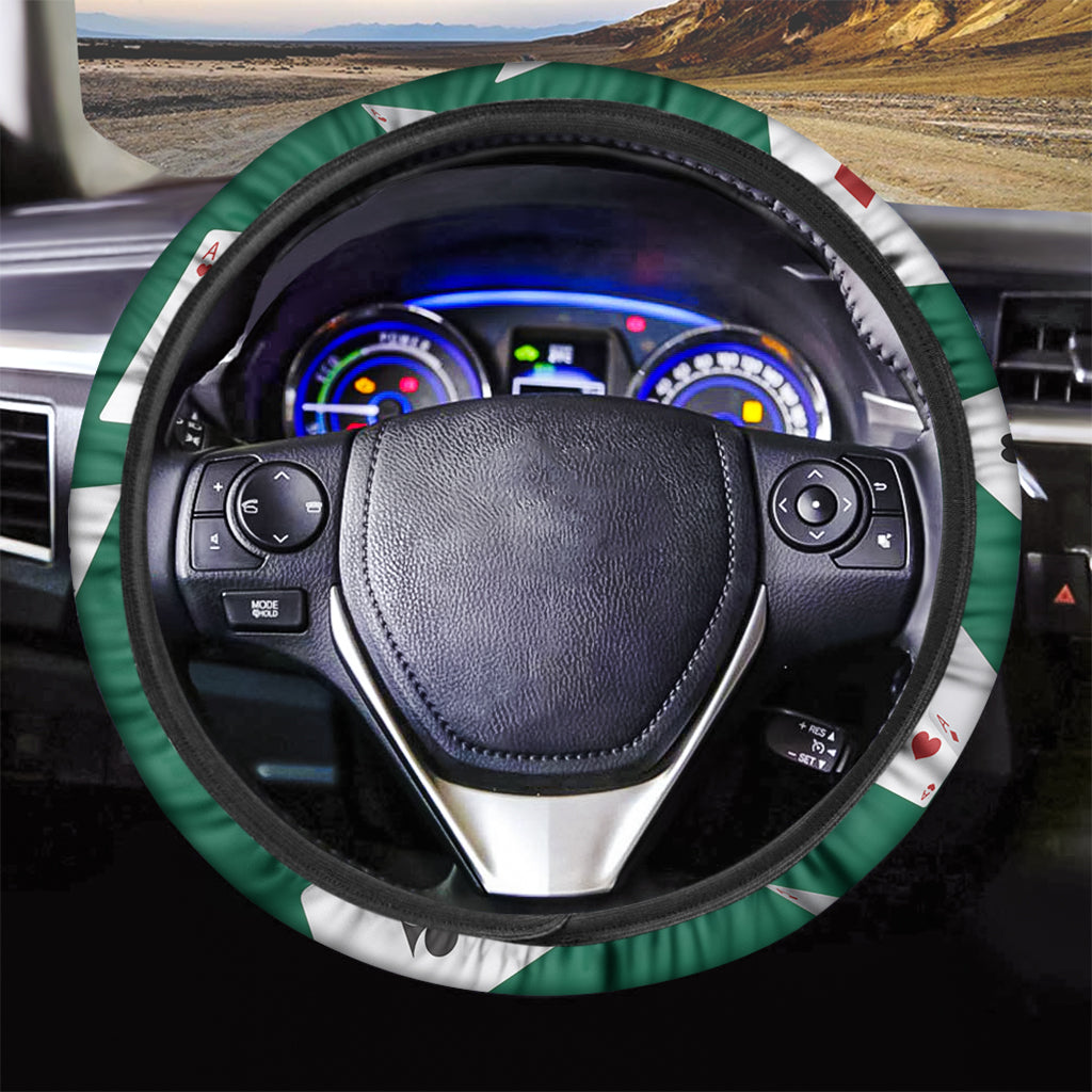 Falling Poker Cards Print Car Steering Wheel Cover