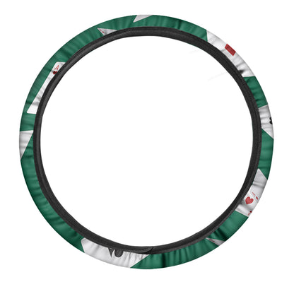 Falling Poker Cards Print Car Steering Wheel Cover