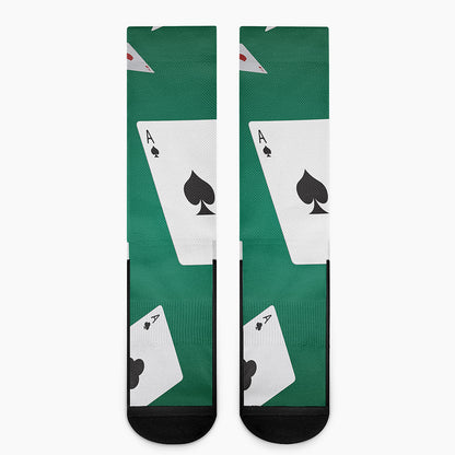 Falling Poker Cards Print Crew Socks