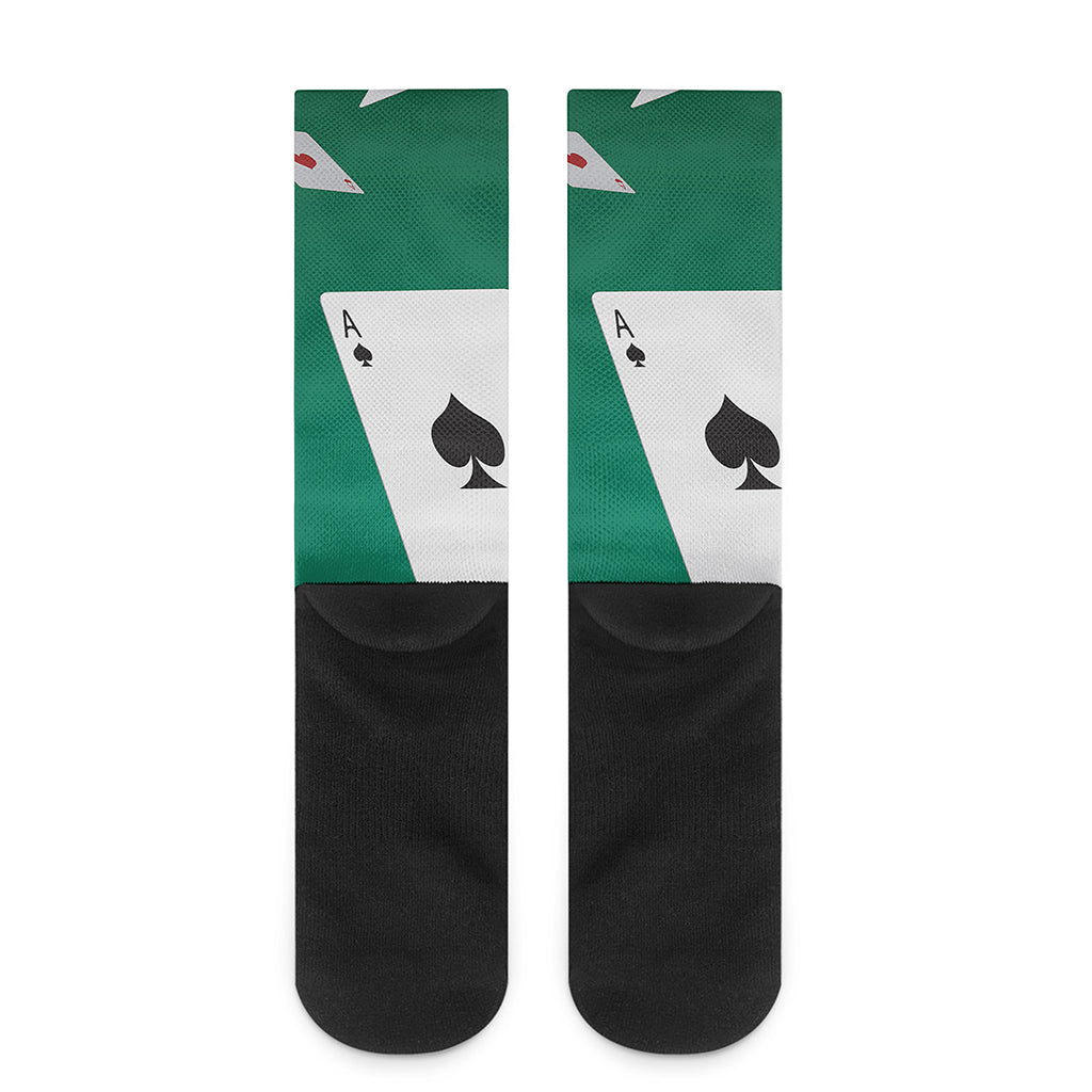 Falling Poker Cards Print Crew Socks