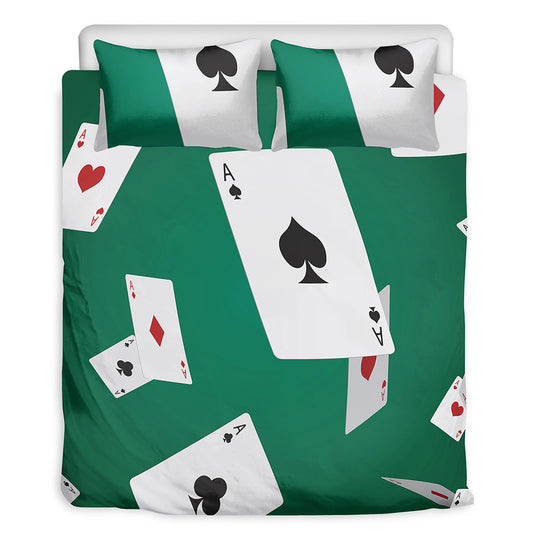 Falling Poker Cards Print Duvet Cover Bedding Set