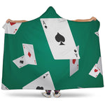 Falling Poker Cards Print Hooded Blanket