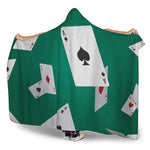 Falling Poker Cards Print Hooded Blanket