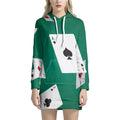 Falling Poker Cards Print Pullover Hoodie Dress