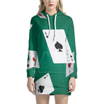 Falling Poker Cards Print Hoodie Dress