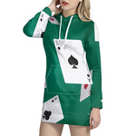 Falling Poker Cards Print Hoodie Dress
