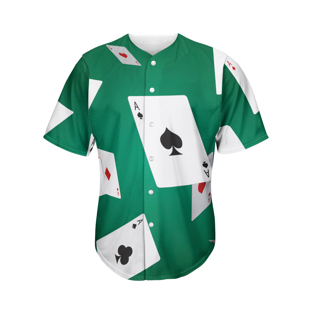 Falling Poker Cards Print Men's Baseball Jersey