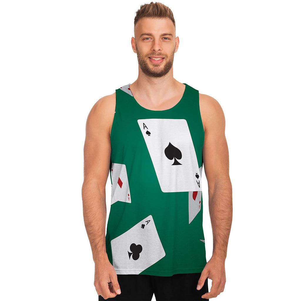 Falling Poker Cards Print Men's Tank Top