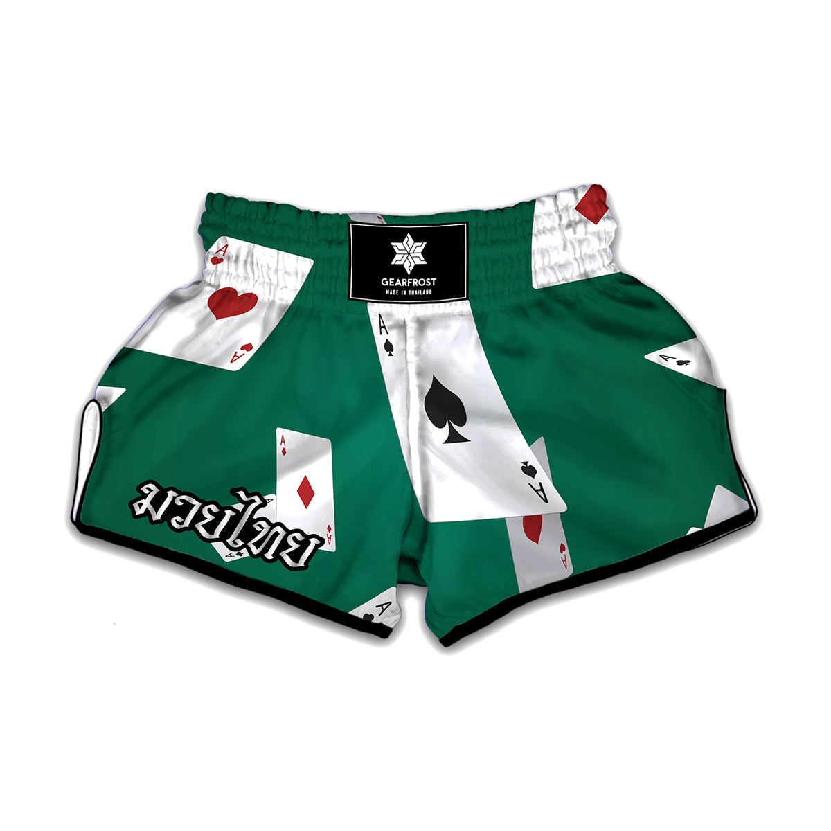 Falling Poker Cards Print Muay Thai Boxing Shorts