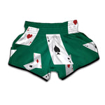 Falling Poker Cards Print Muay Thai Boxing Shorts