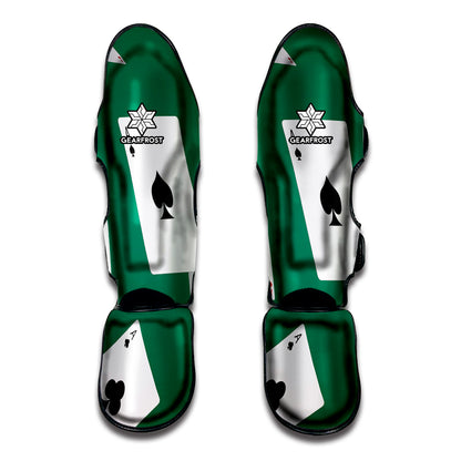 Falling Poker Cards Print Muay Thai Shin Guard