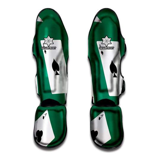 Falling Poker Cards Print Muay Thai Shin Guard