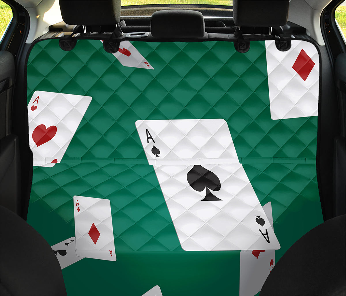 Falling Poker Cards Print Pet Car Back Seat Cover