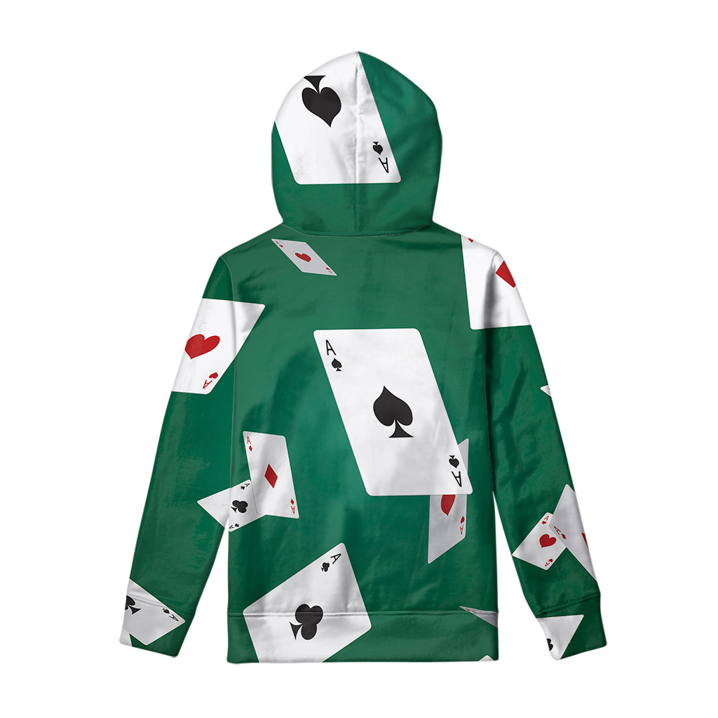 Falling Poker Cards Print Pullover Hoodie