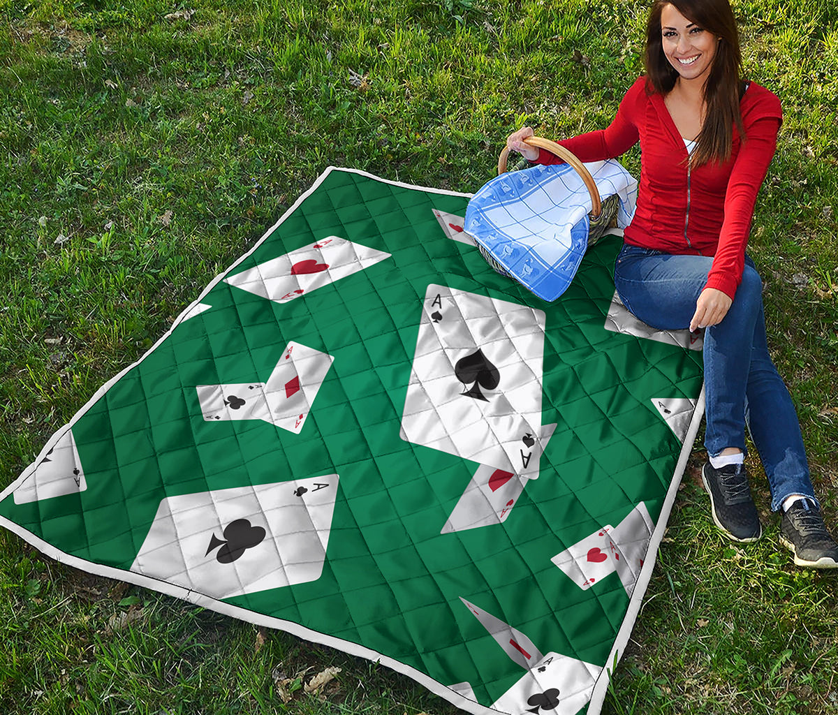 Falling Poker Cards Print Quilt