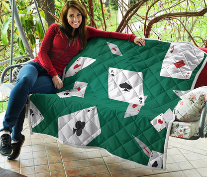 Falling Poker Cards Print Quilt