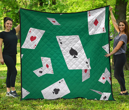 Falling Poker Cards Print Quilt