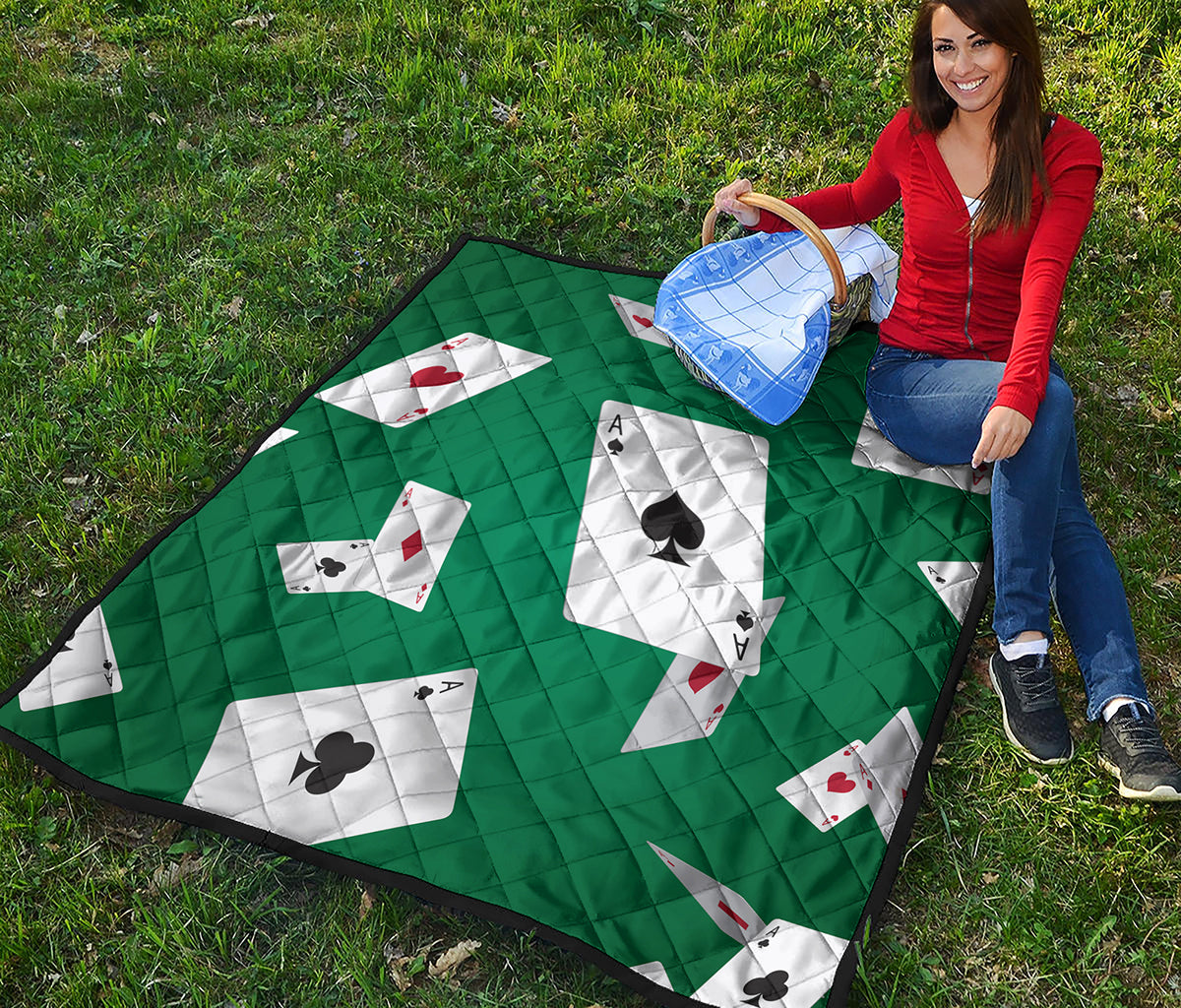 Falling Poker Cards Print Quilt