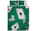 Falling Poker Cards Print Quilt Bed Set