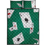 Falling Poker Cards Print Quilt Bed Set