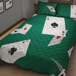 Falling Poker Cards Print Quilt Bed Set