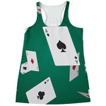 Falling Poker Cards Print Women's Racerback Tank Top