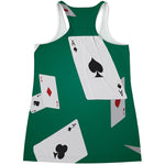 Falling Poker Cards Print Women's Racerback Tank Top