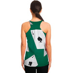 Falling Poker Cards Print Women's Racerback Tank Top