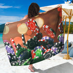 Falling Poker Chips Print Beach Sarong Wrap