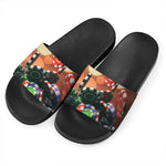 Falling Poker Chips Print Black Slide Sandals