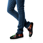 Falling Poker Chips Print Black Slip On Shoes