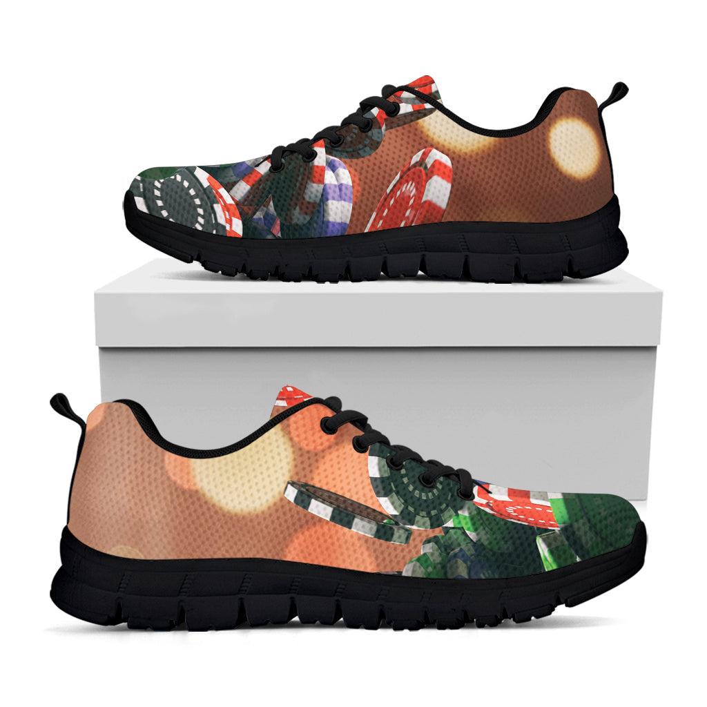 Falling Poker Chips Print Black Sneakers