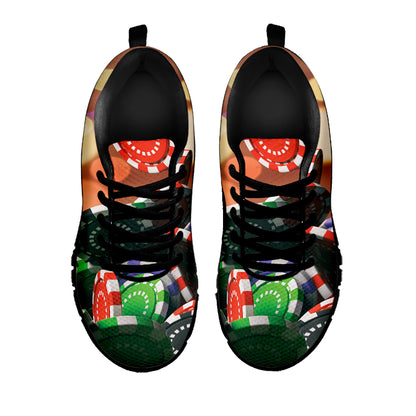 Falling Poker Chips Print Black Sneakers