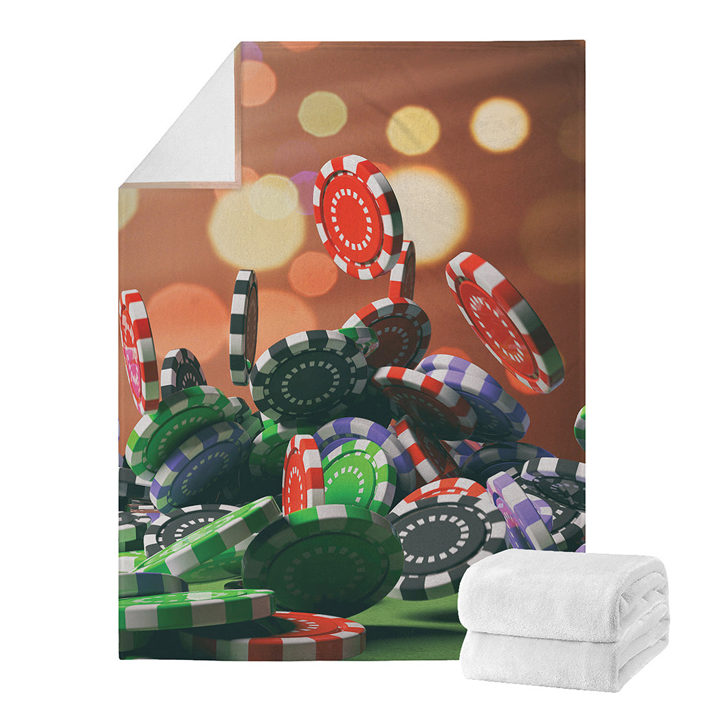 Falling Poker Chips Print Blanket