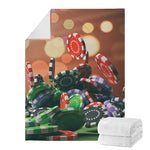 Falling Poker Chips Print Blanket